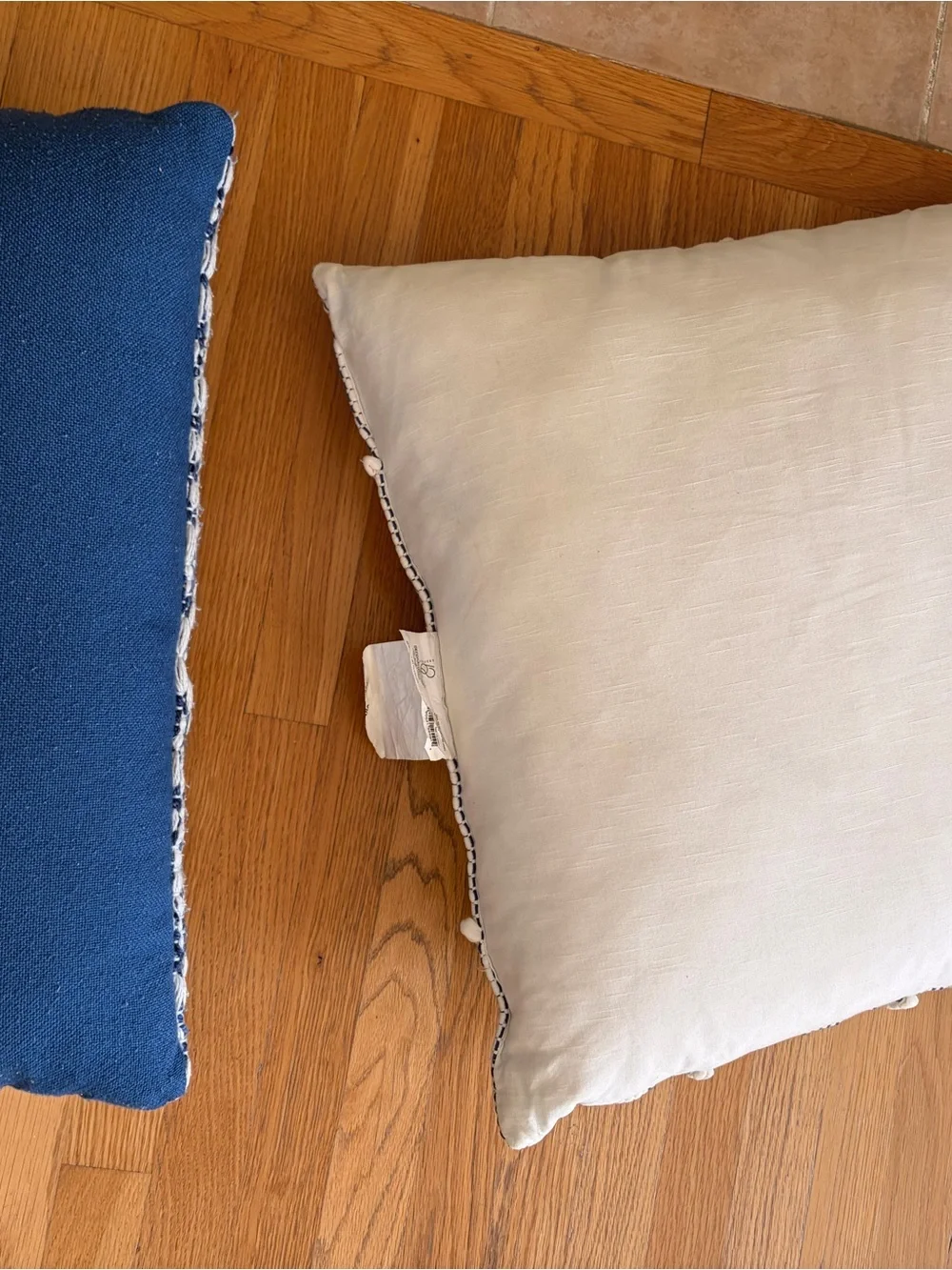 Decorative Cream and Blue Woven Throw Pillow Set - Home Accents